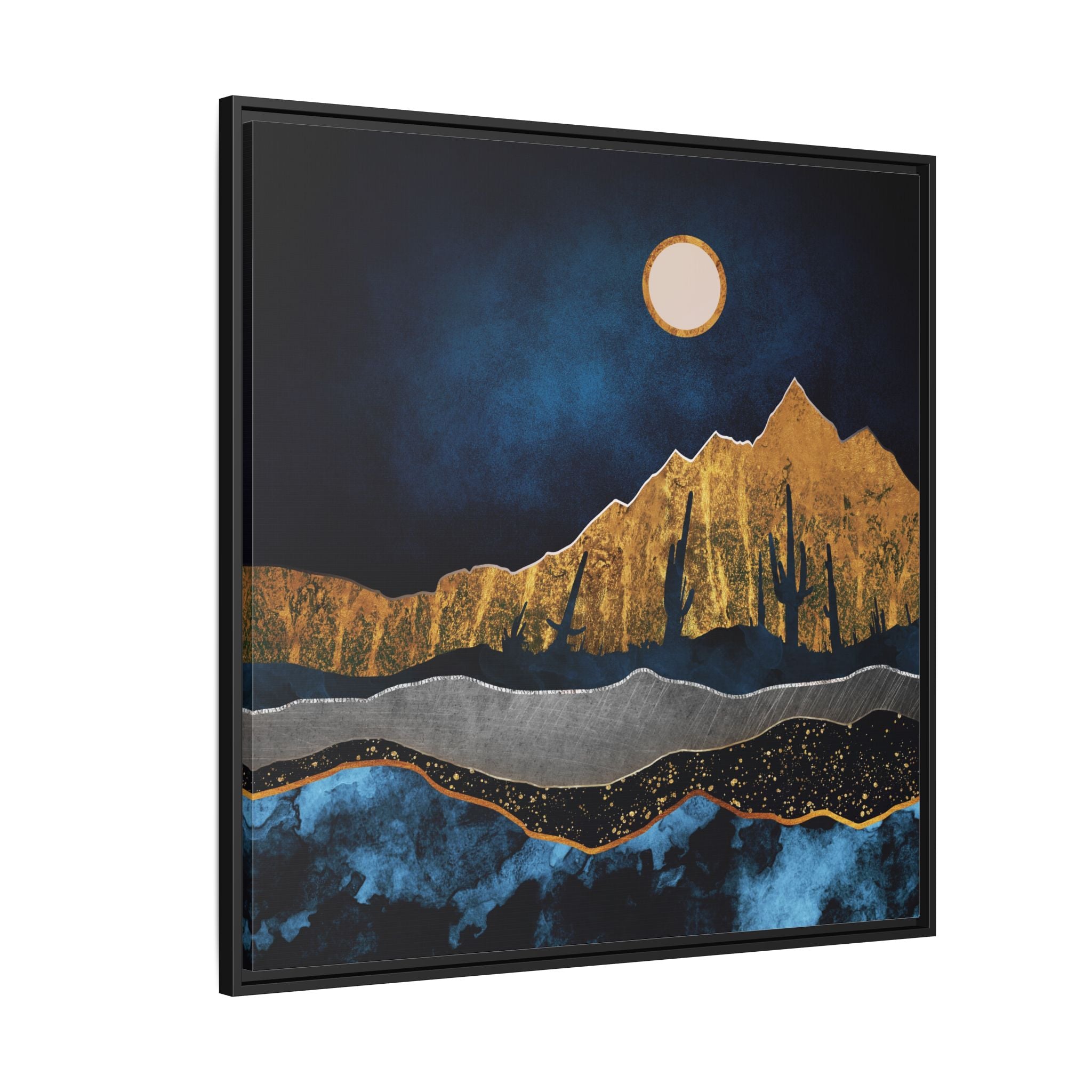 Midnight Desert Moon - Matte Canvas, Framed (Multi-color)