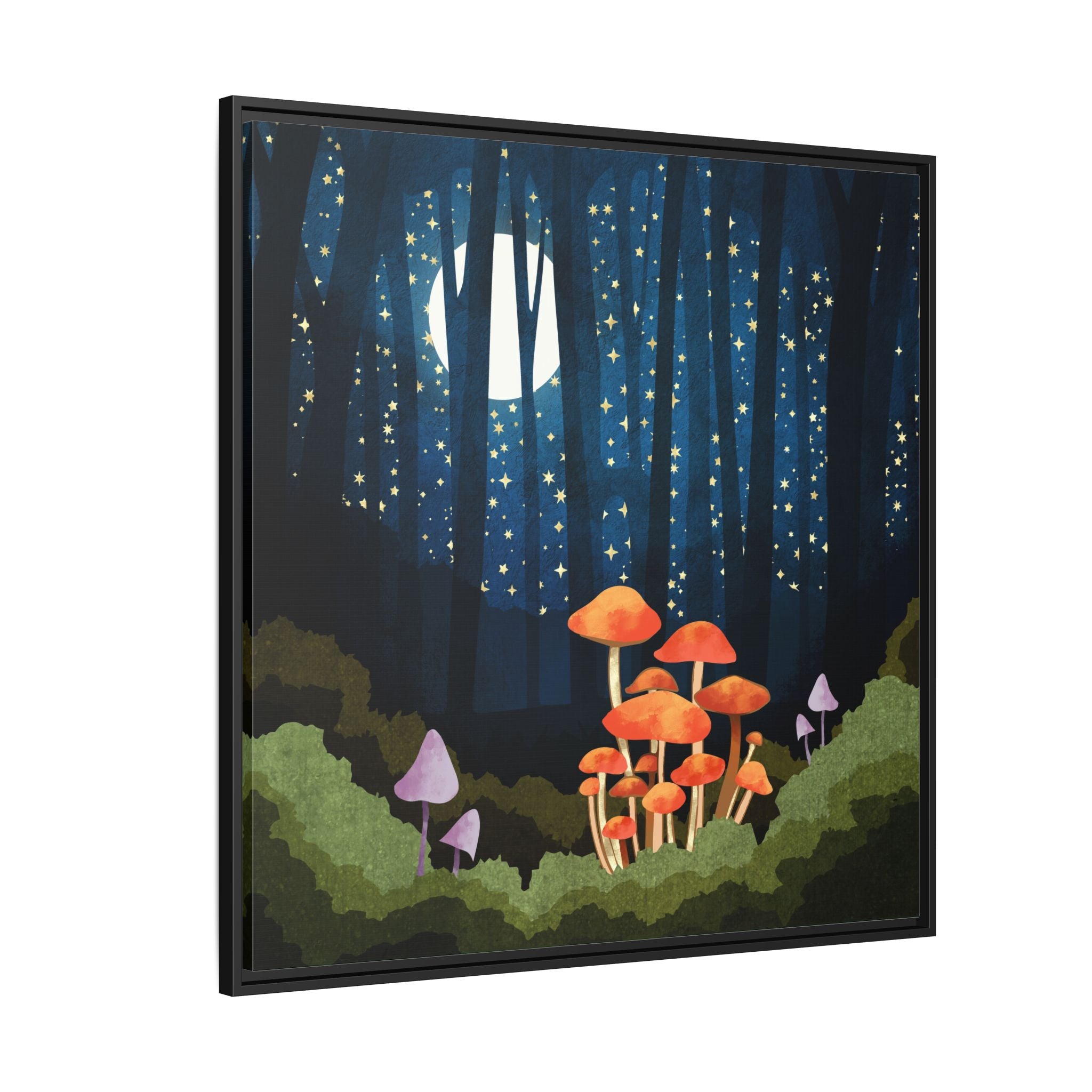 Midnight Mushrooms - Matte Canvas, Framed (Multi-color)