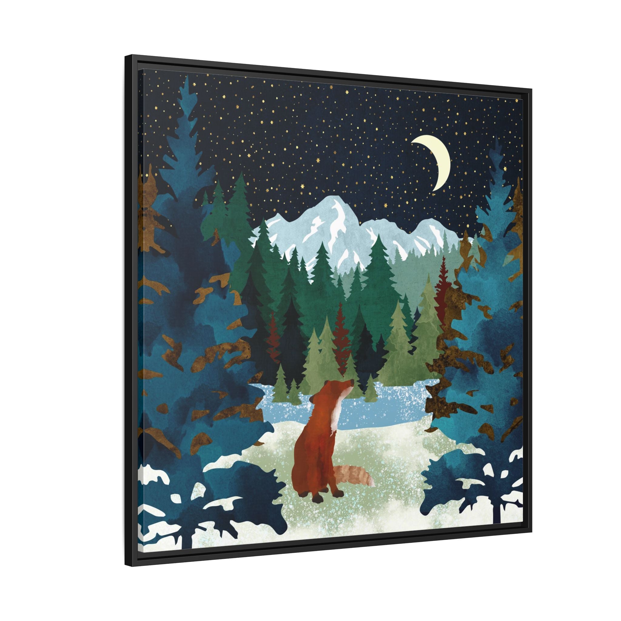 Winter Fox - Matte Canvas, Framed (Multi-color)