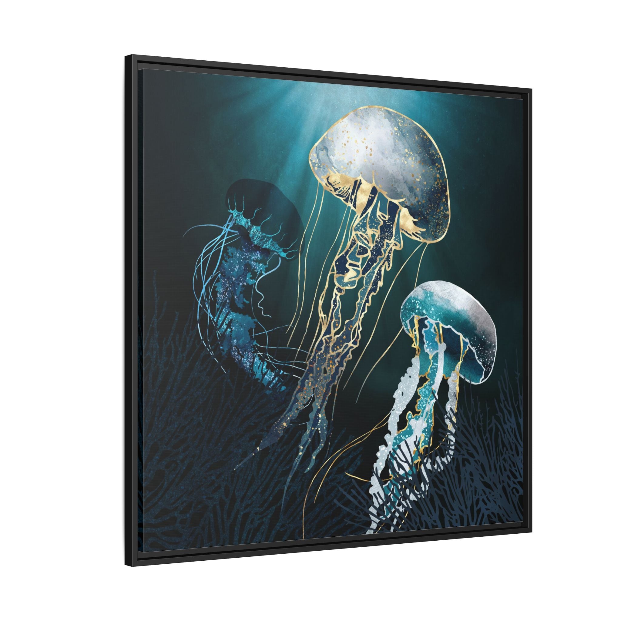 Metallic Jellyfish V - Matte Canvas, Framed (Multi-color)