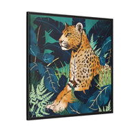 Leopard and Indigo Botanical - Matte Canvas, Framed (Multi-color)