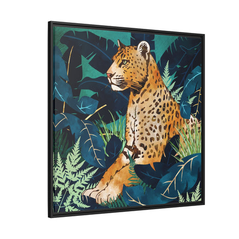 Leopard and Indigo Botanical - Matte Canvas, Framed (Multi-color)