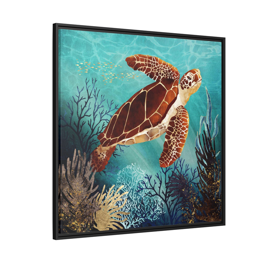 Metallic Sea Turtle - Matte Canvas, Framed (Multi-color)