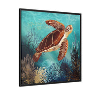 Metallic Sea Turtle - Matte Canvas, Framed (Multi-color)