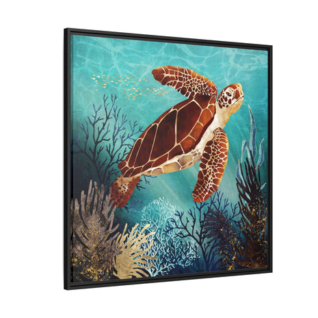 Metallic Sea Turtle - Matte Canvas, Framed (Multi-color)