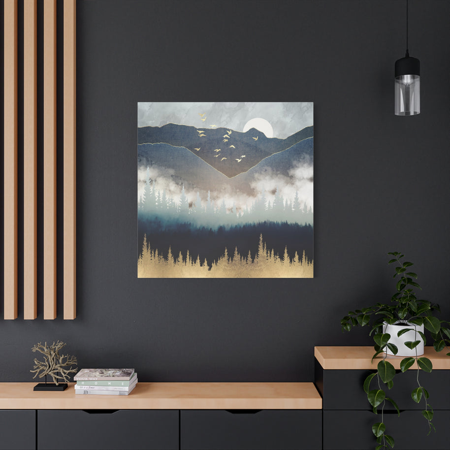 Blue Mountain Mist Matte Canvas, Stretched, No Frame