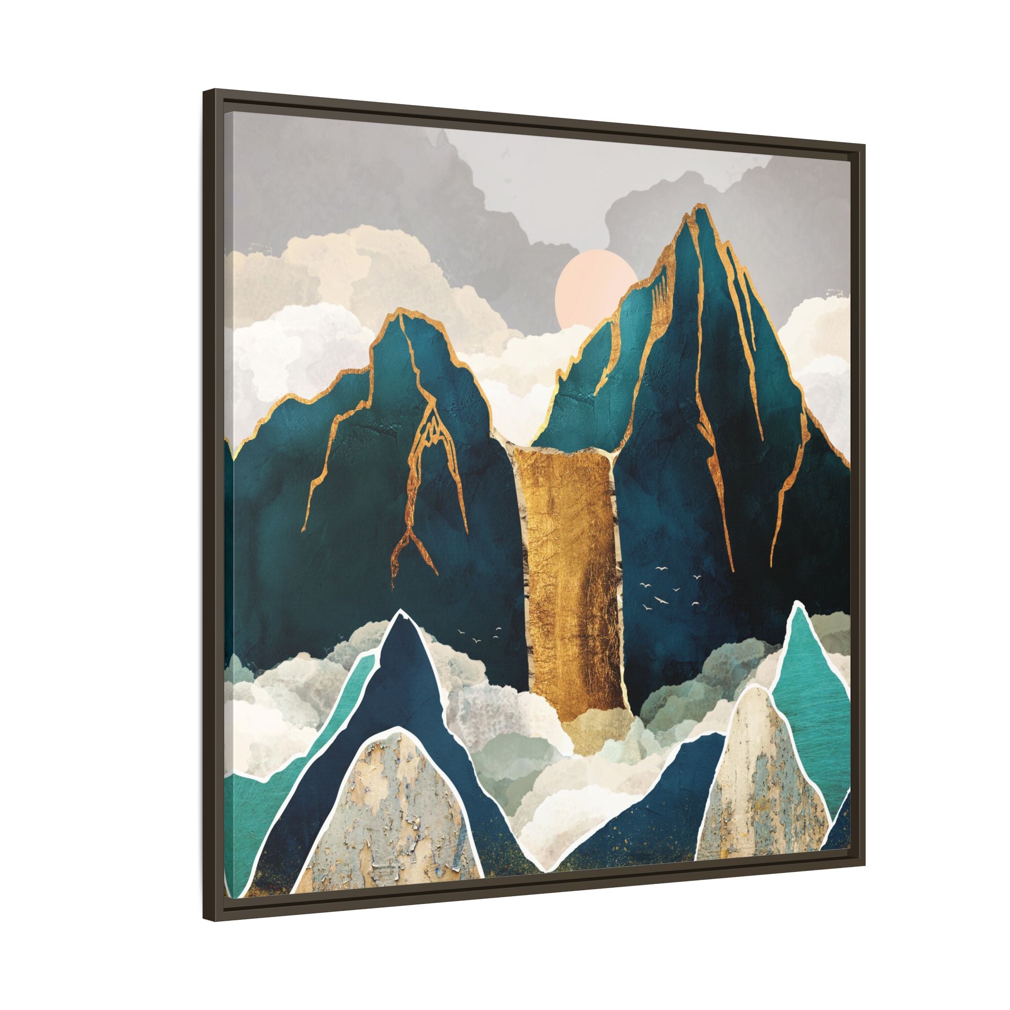 Golden Waterfall - Matte Canvas, Framed (Multi-color)