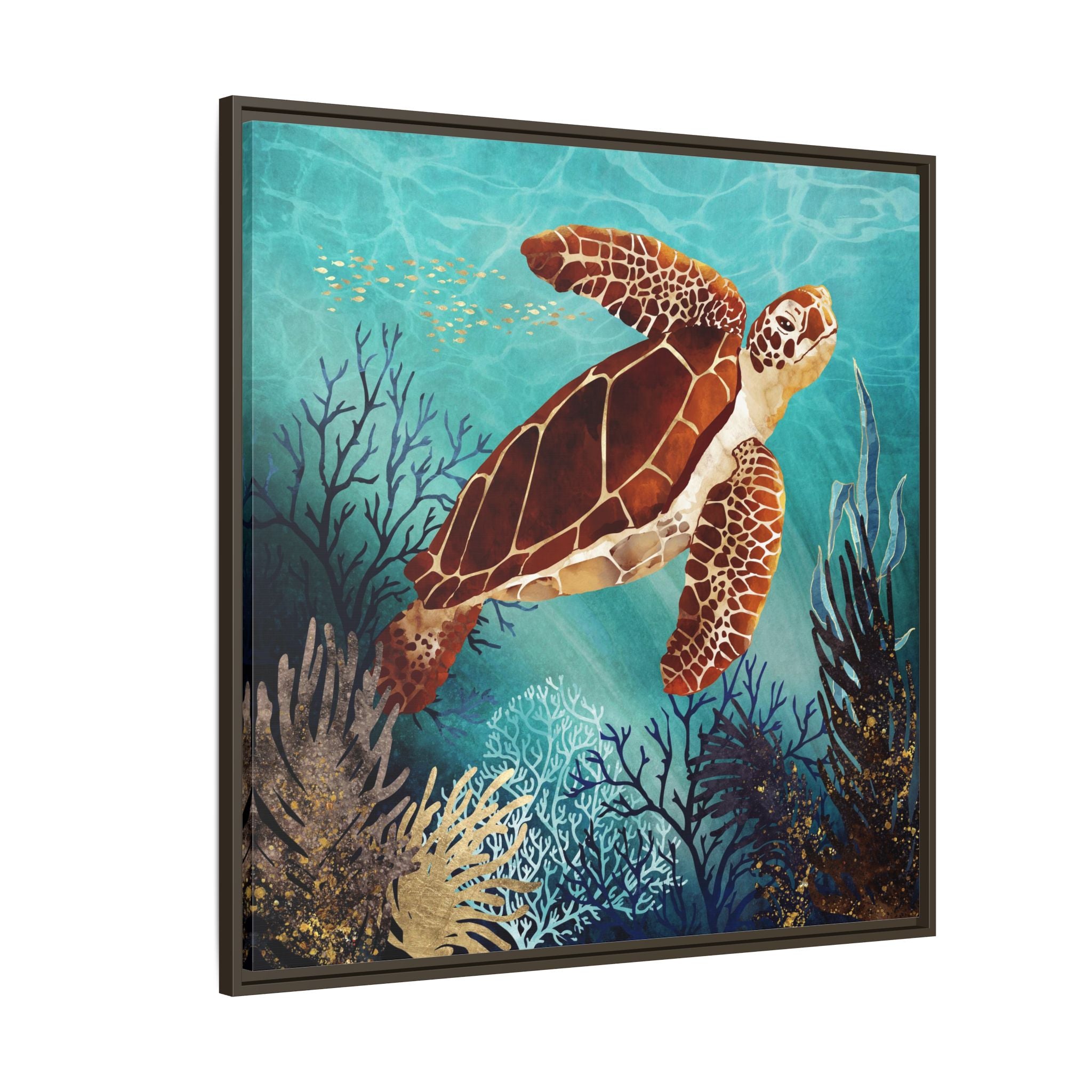 Metallic Sea Turtle - Matte Canvas, Framed (Multi-color)