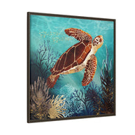 Metallic Sea Turtle - Matte Canvas, Framed (Multi-color)