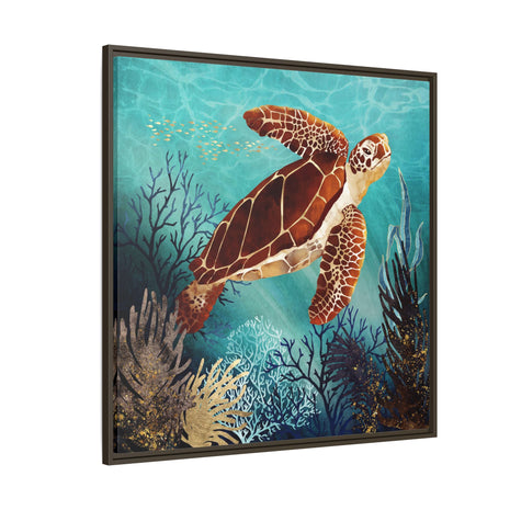 Metallic Sea Turtle - Matte Canvas, Framed (Multi-color)