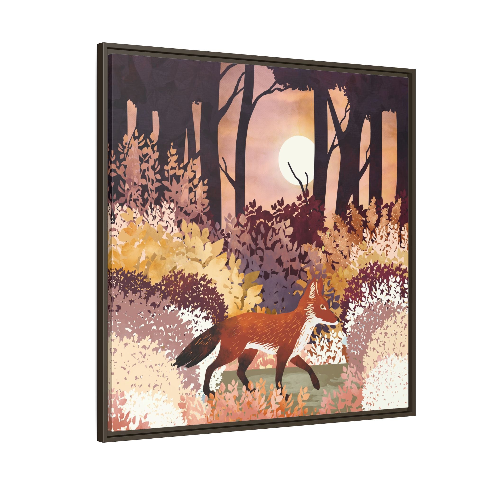 Autumn Fox Forest - Matte Canvas, Framed (Multi-color)