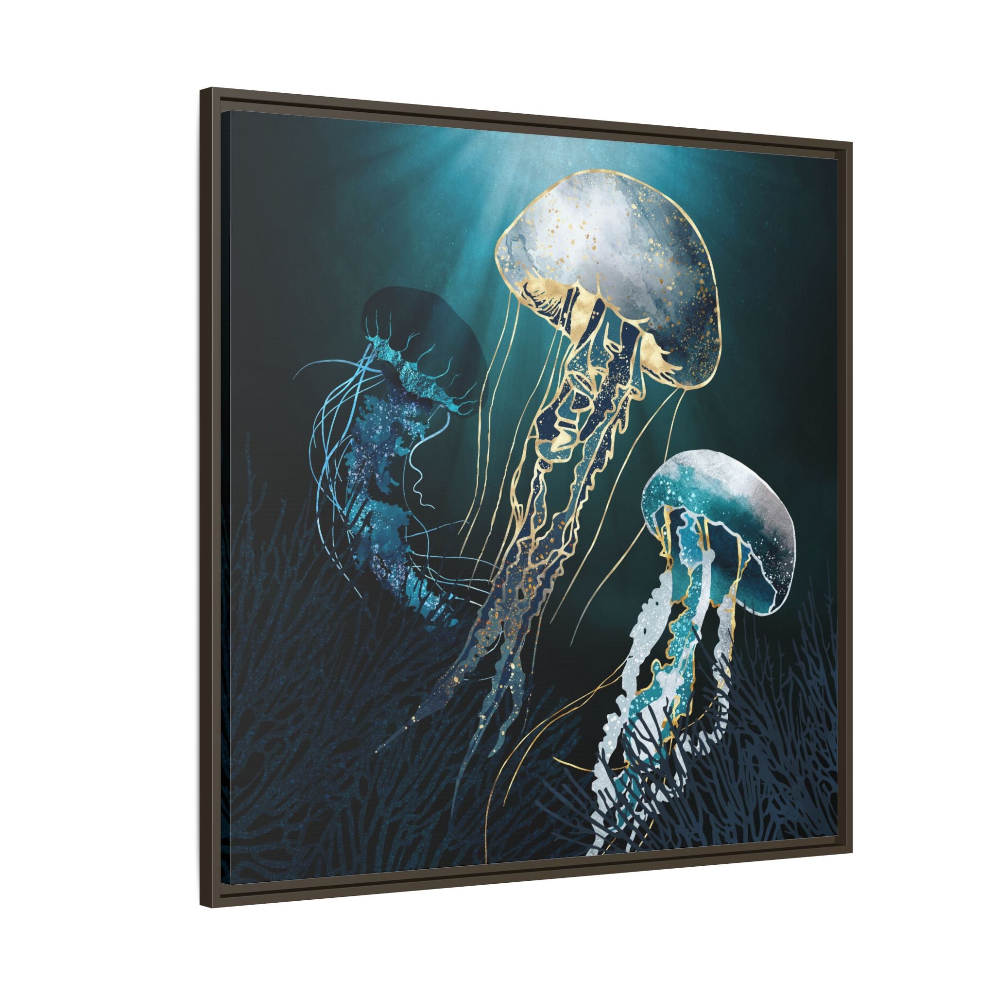 Metallic Jellyfish V - Matte Canvas, Framed (Multi-color)
