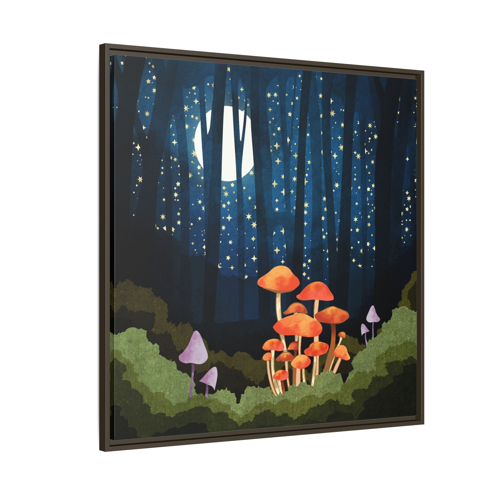 Midnight Mushrooms - Matte Canvas, Framed (Multi-color)