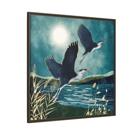 Evening Heron - Matte Canvas, Framed (Multi-color)