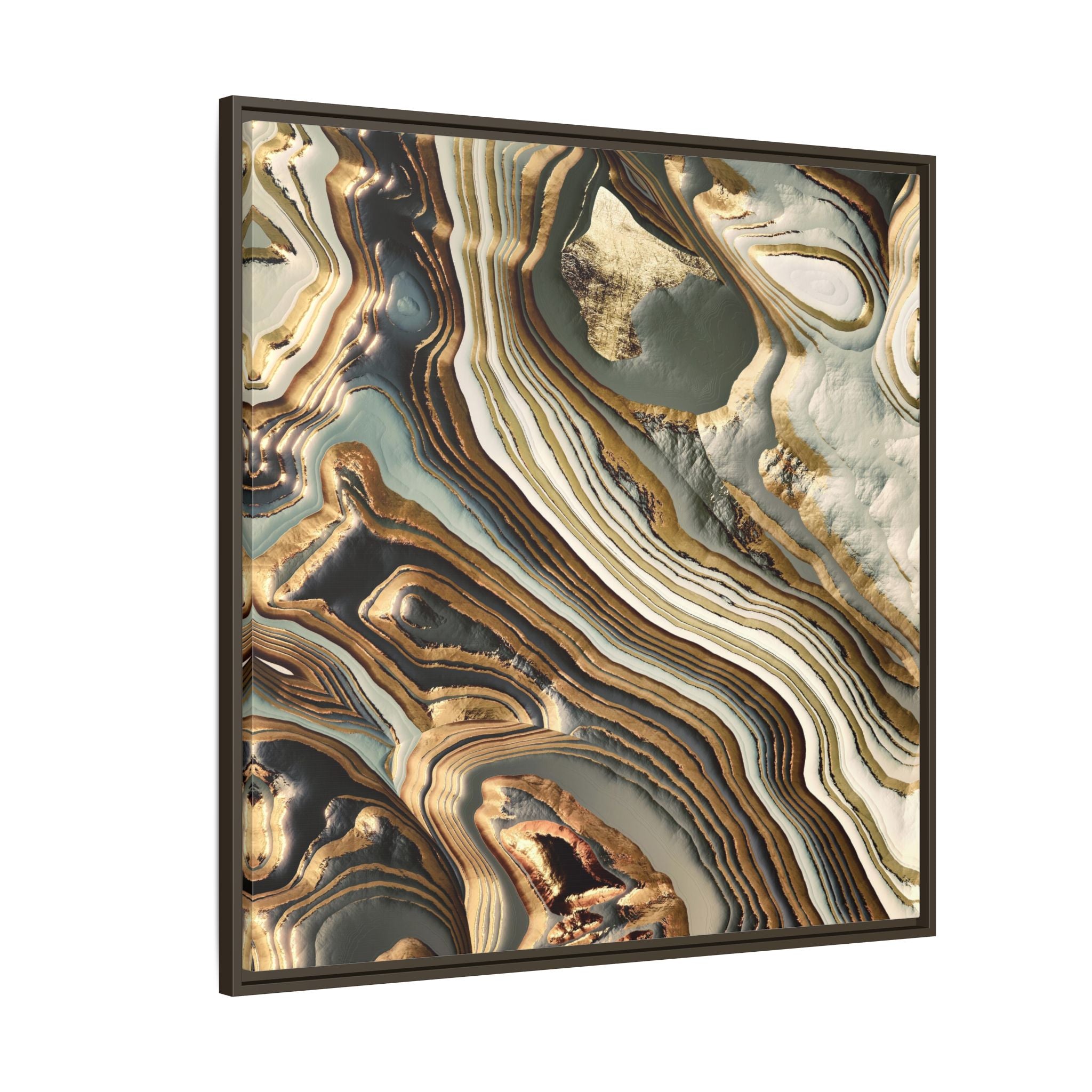 White Gold Agate Abstract - Matte Canvas, Framed (Multi-color)