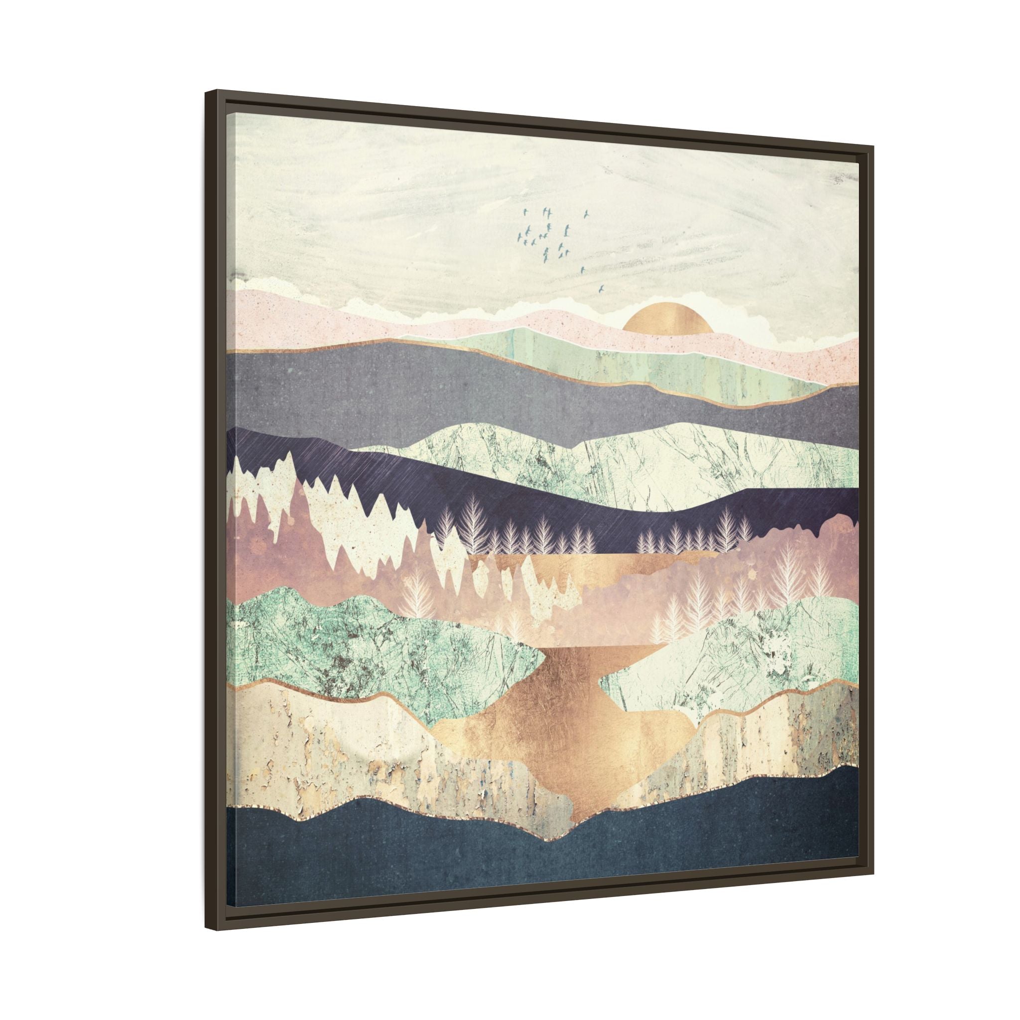 Golden Spring Reflection - Matte Canvas, Framed (Multi-color)