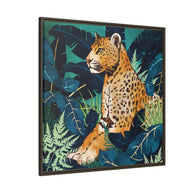 Leopard and Indigo Botanical - Matte Canvas, Framed (Multi-color)
