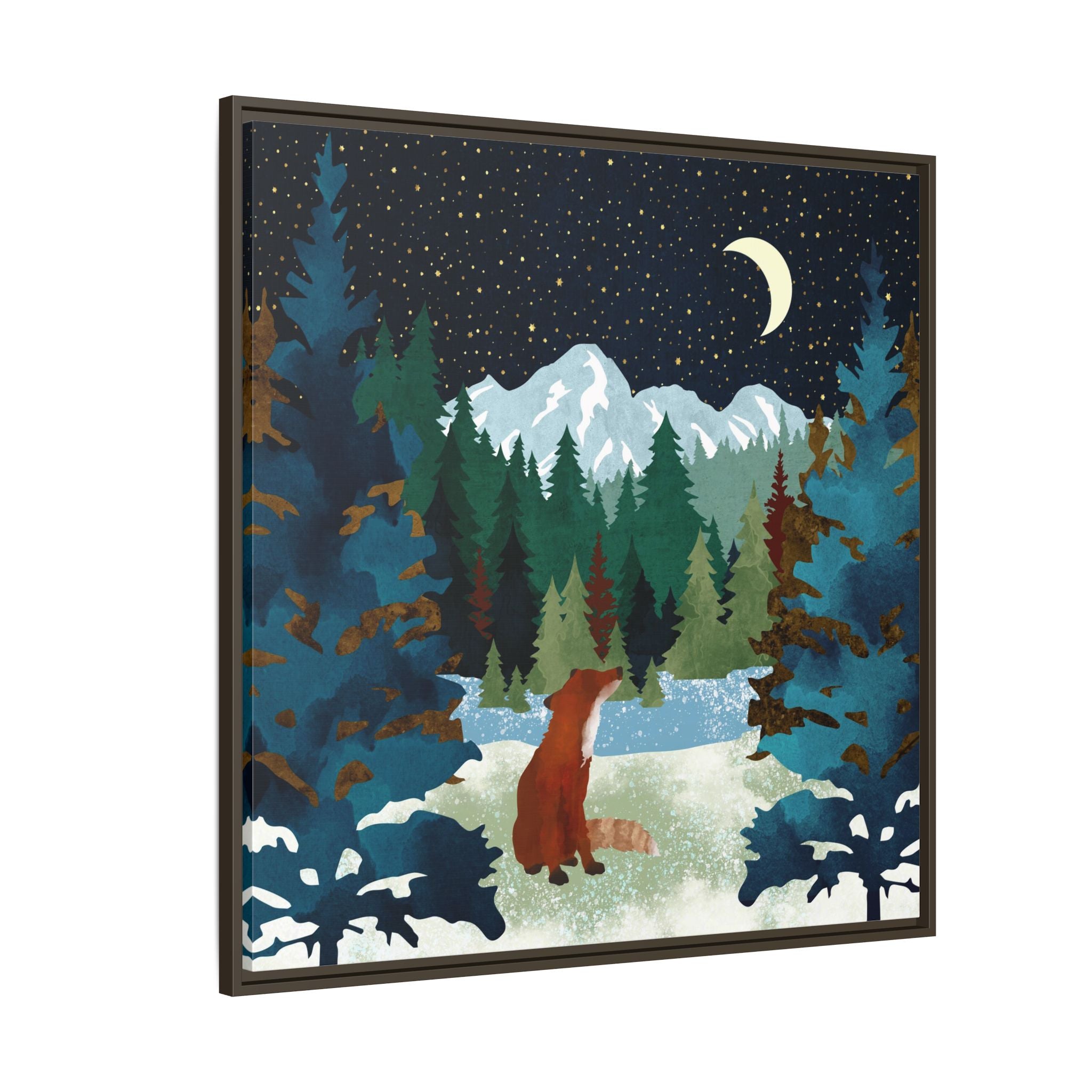 Winter Fox - Matte Canvas, Framed (Multi-color)