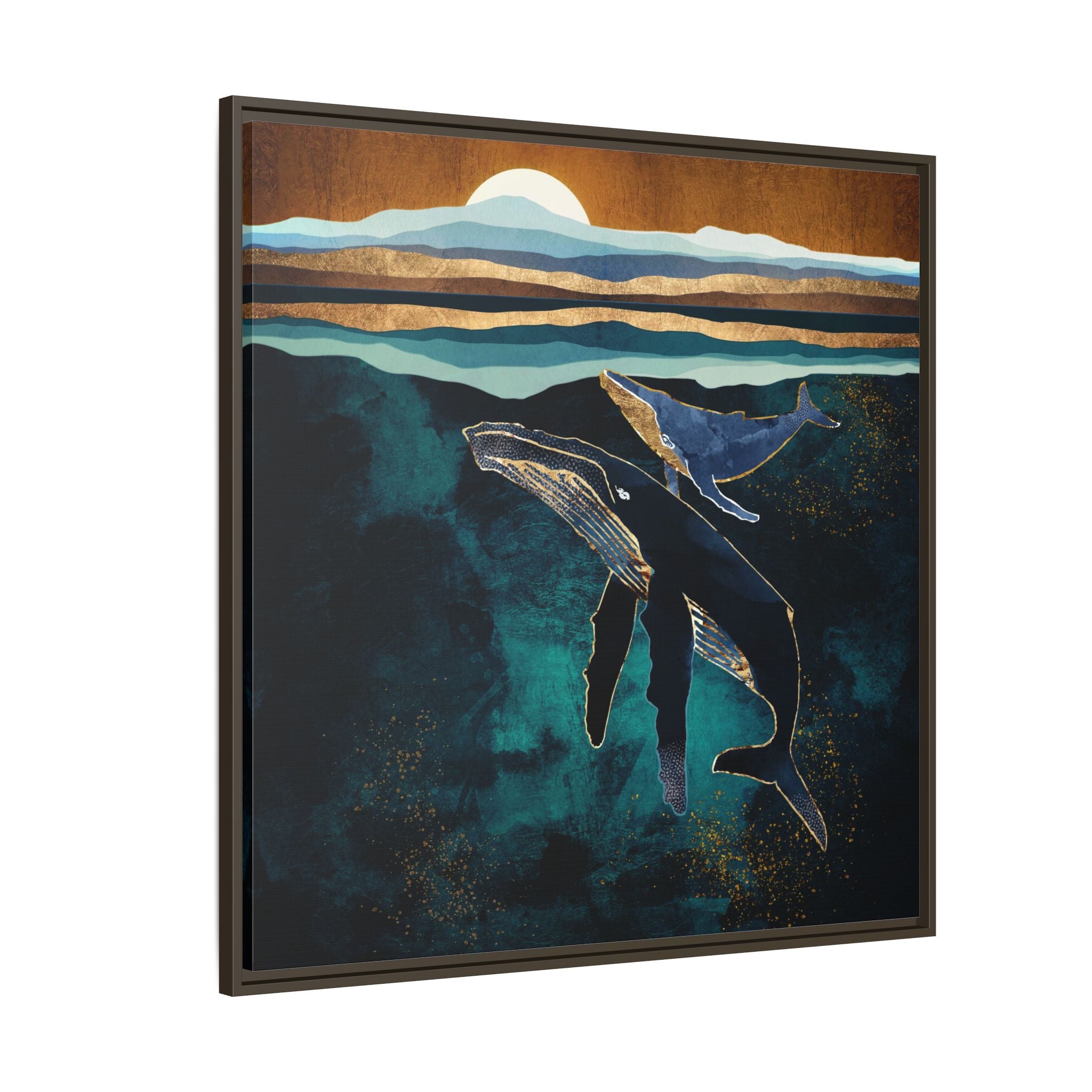Moonlit Whales - Matte Canvas, Framed (Multi-color)