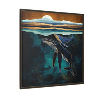 Moonlit Whales - Matte Canvas, Framed (Multi-color)