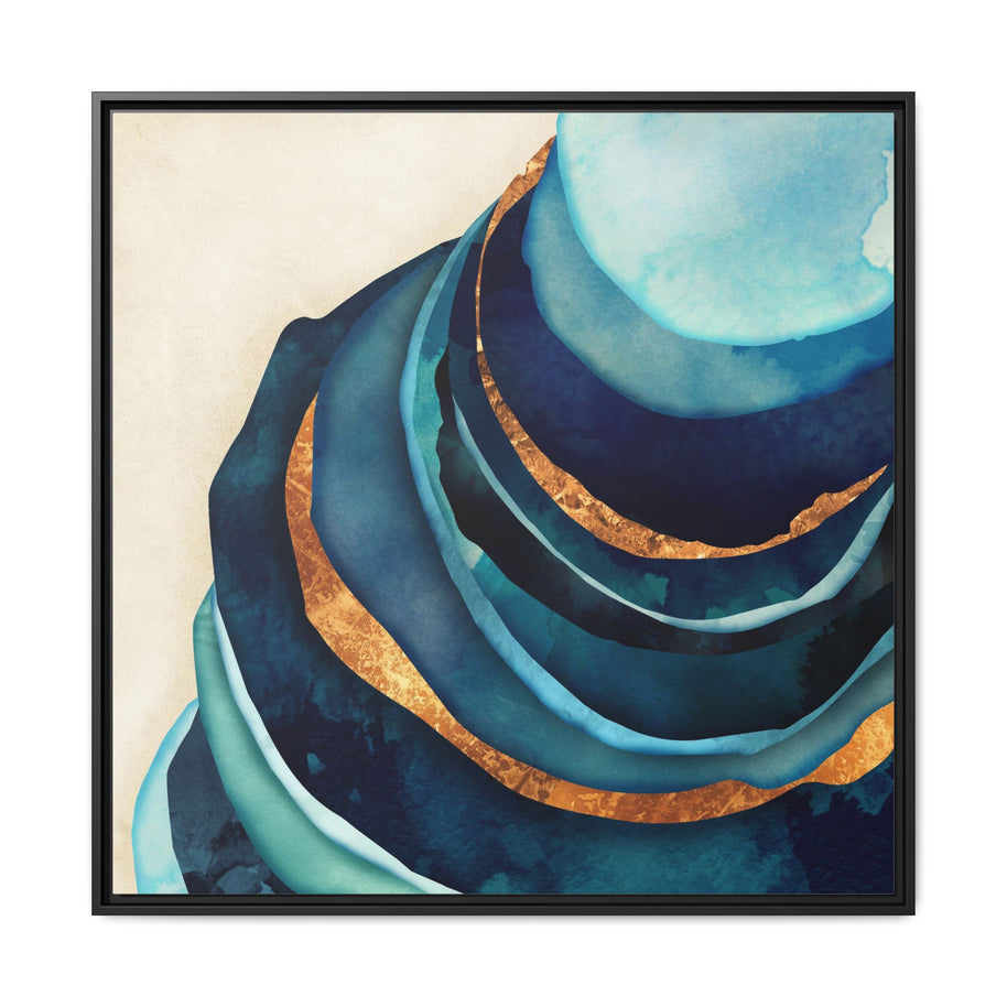 Abstract Blue and Gold - Matte Canvas, Framed (Multi-color)