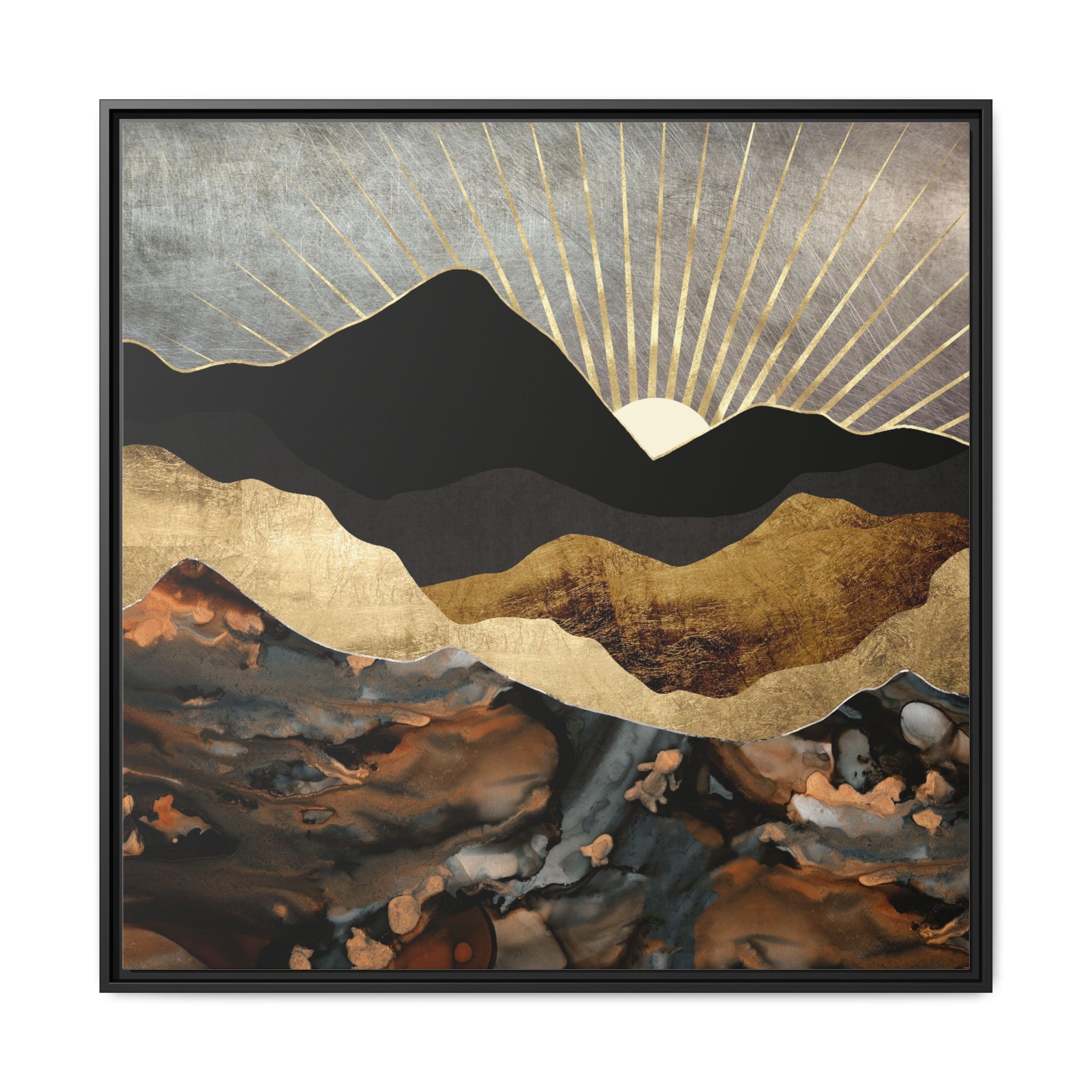 Copper and Gold Mountains - Matte Canvas, Framed (Multi-color)