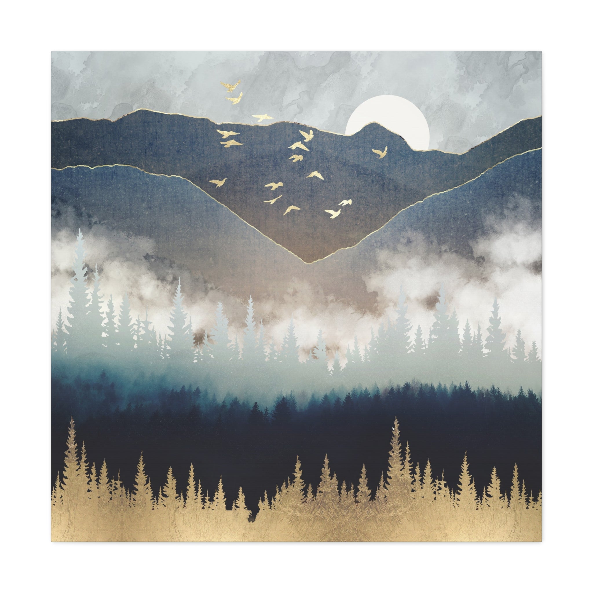 Blue Mountain Mist Matte Canvas, Stretched, No Frame