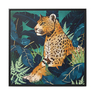 Leopard and Indigo Botanical - Matte Canvas, Framed (Multi-color)