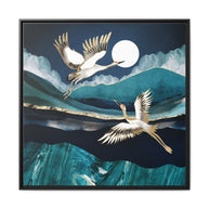 Midnight Cranes - Matte Canvas, Framed (Multi-color)