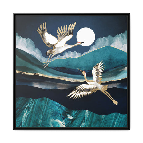 Midnight Cranes - Matte Canvas, Framed (Multi-color)