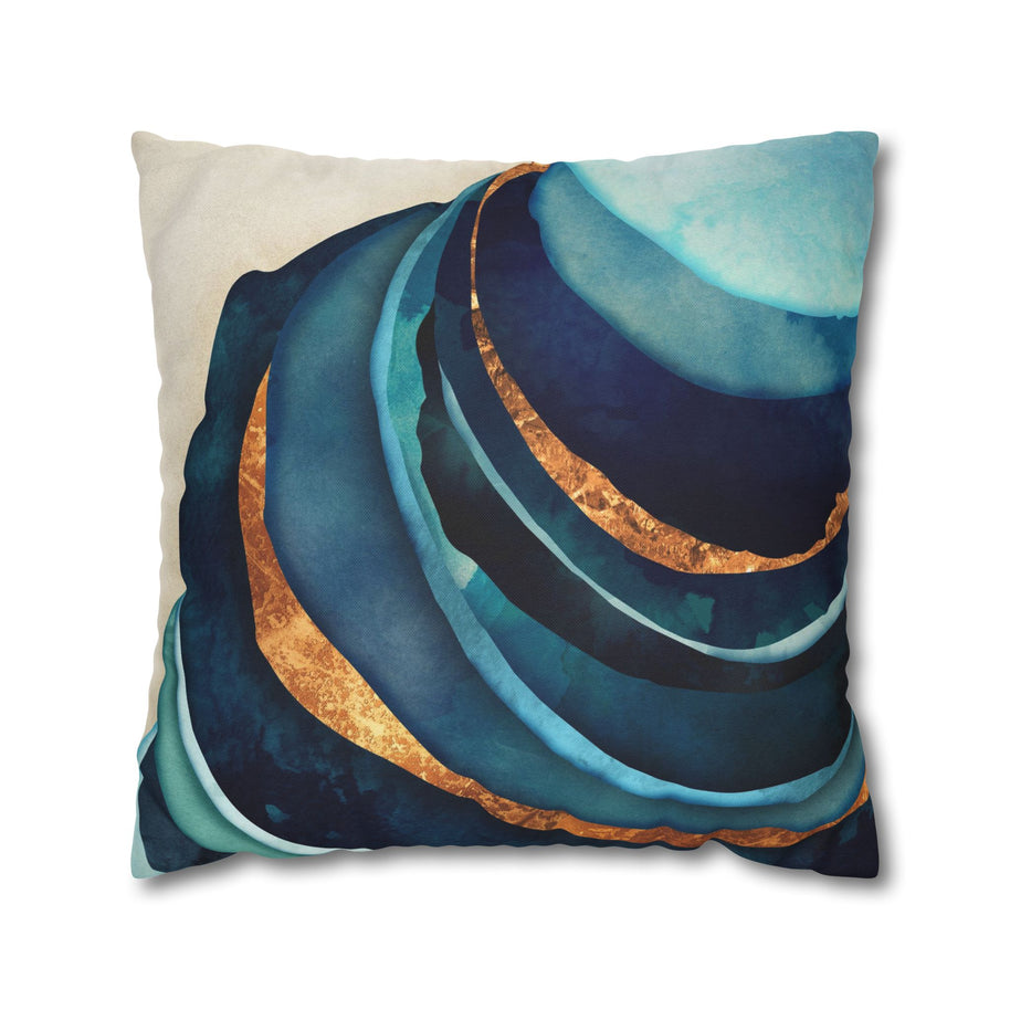 Abstract Blue with Gold  - Decorative Pillow Cover