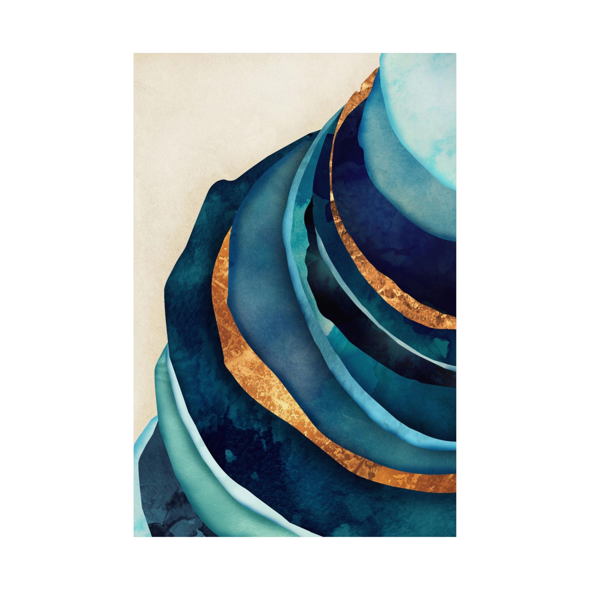 Abstract Blue with Gold - Poster Print - No Frame