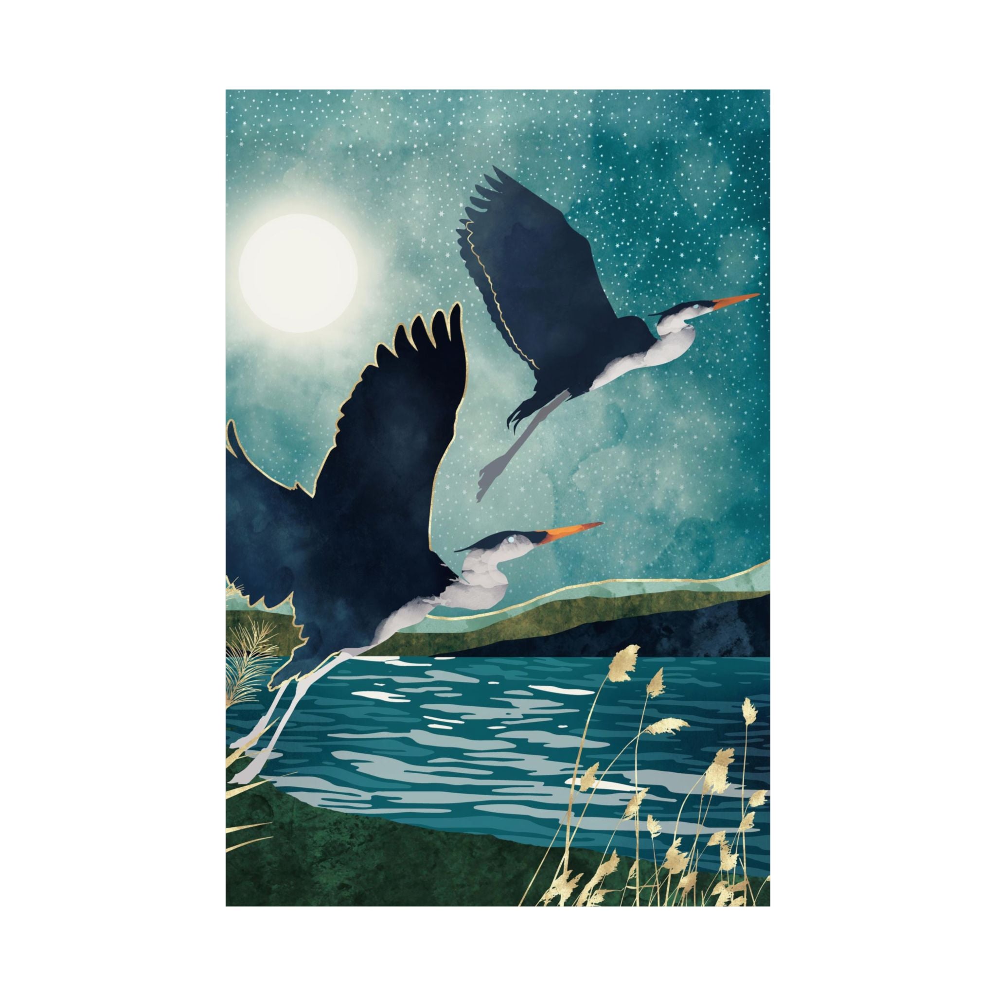 Evening Heron - Poster Print - No Frame