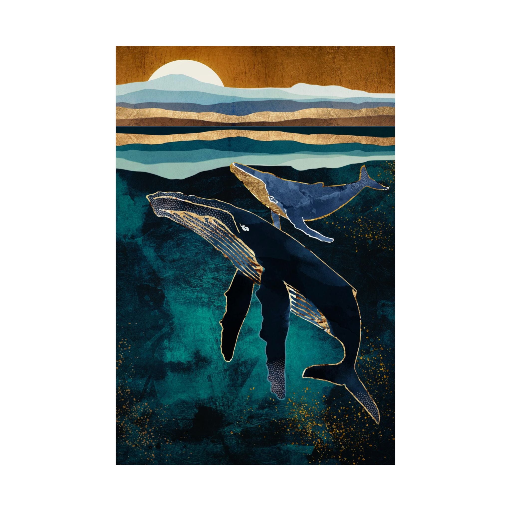 Moonlit Whales - Poster Print - No Frame