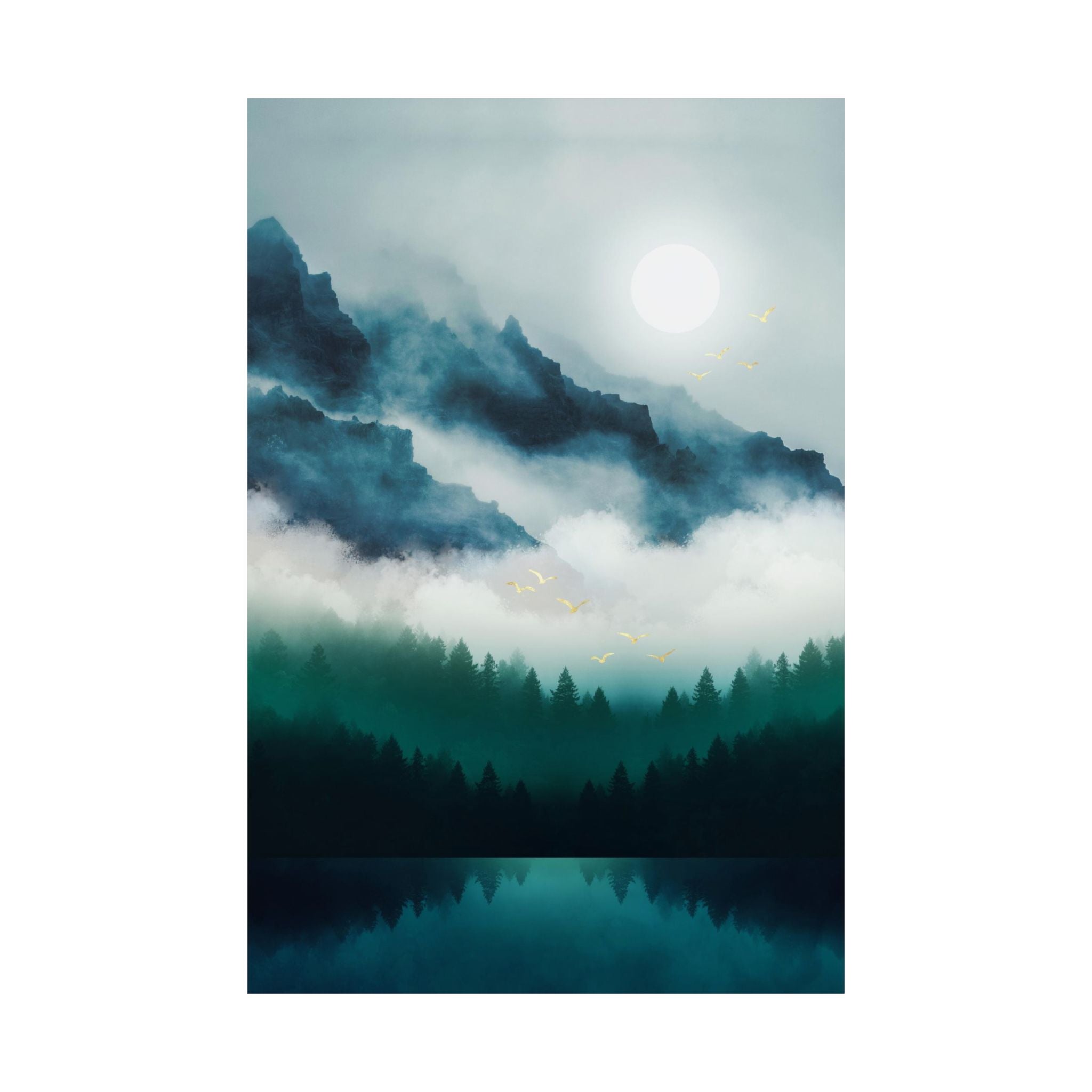 Midnight Moon Reflection - Poster Print - No Frame