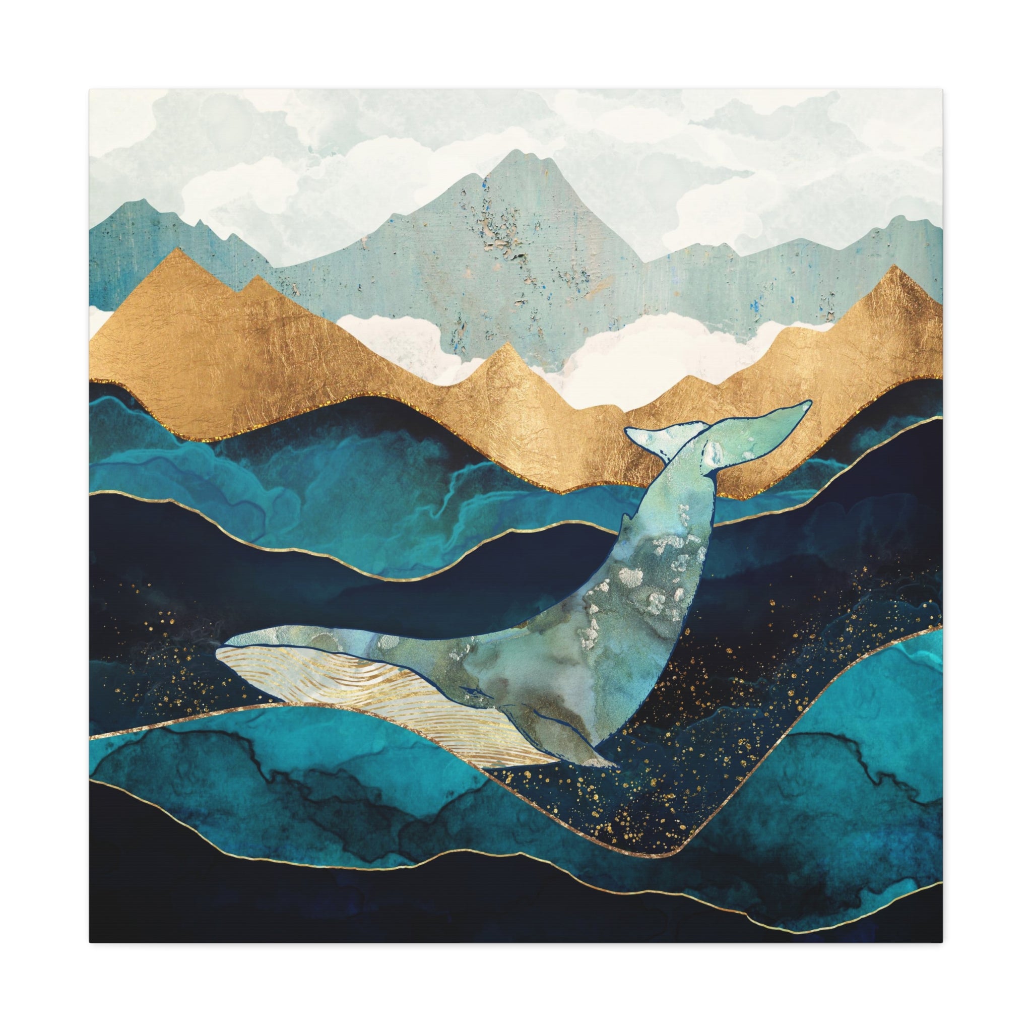 Blue Whale Matte Canvas, Stretched, No Frame