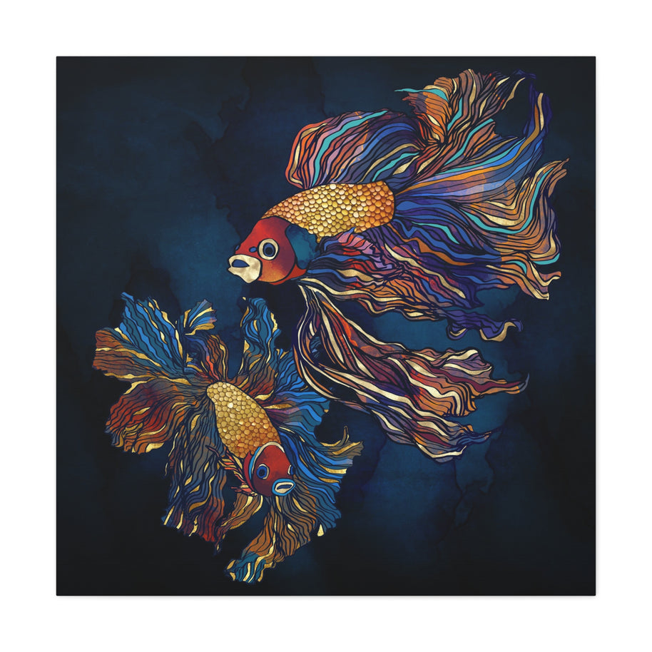 Metallic Betta Fish Matte Canvas, Stretched, No Frame