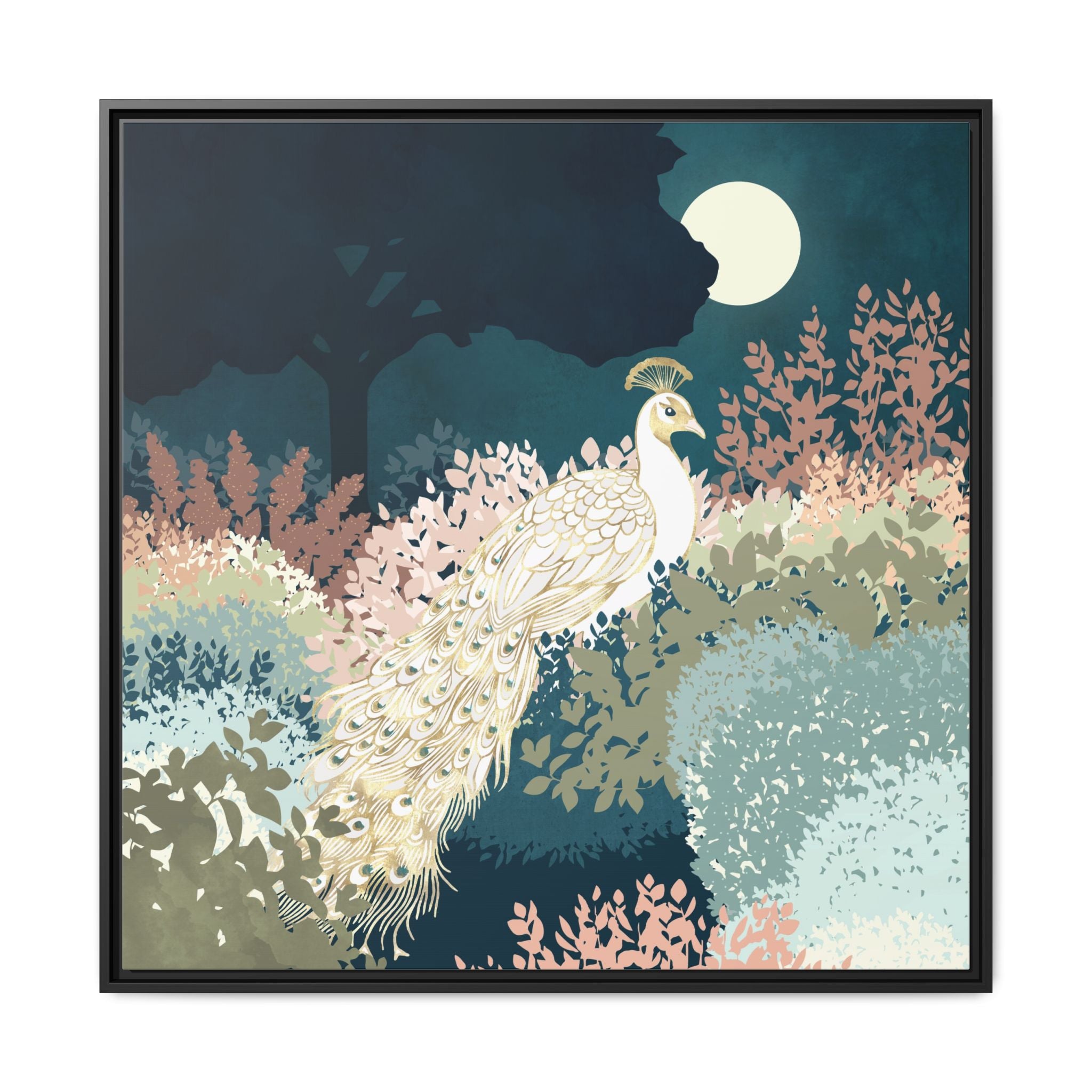 Peacock Garden II - Matte Canvas, Framed (Multi-color)