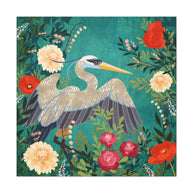 Bohemian Floral Heron Matte Canvas, Stretched, No Frame