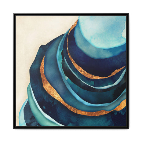 Abstract Blue and Gold - Matte Canvas, Framed (Multi-color)