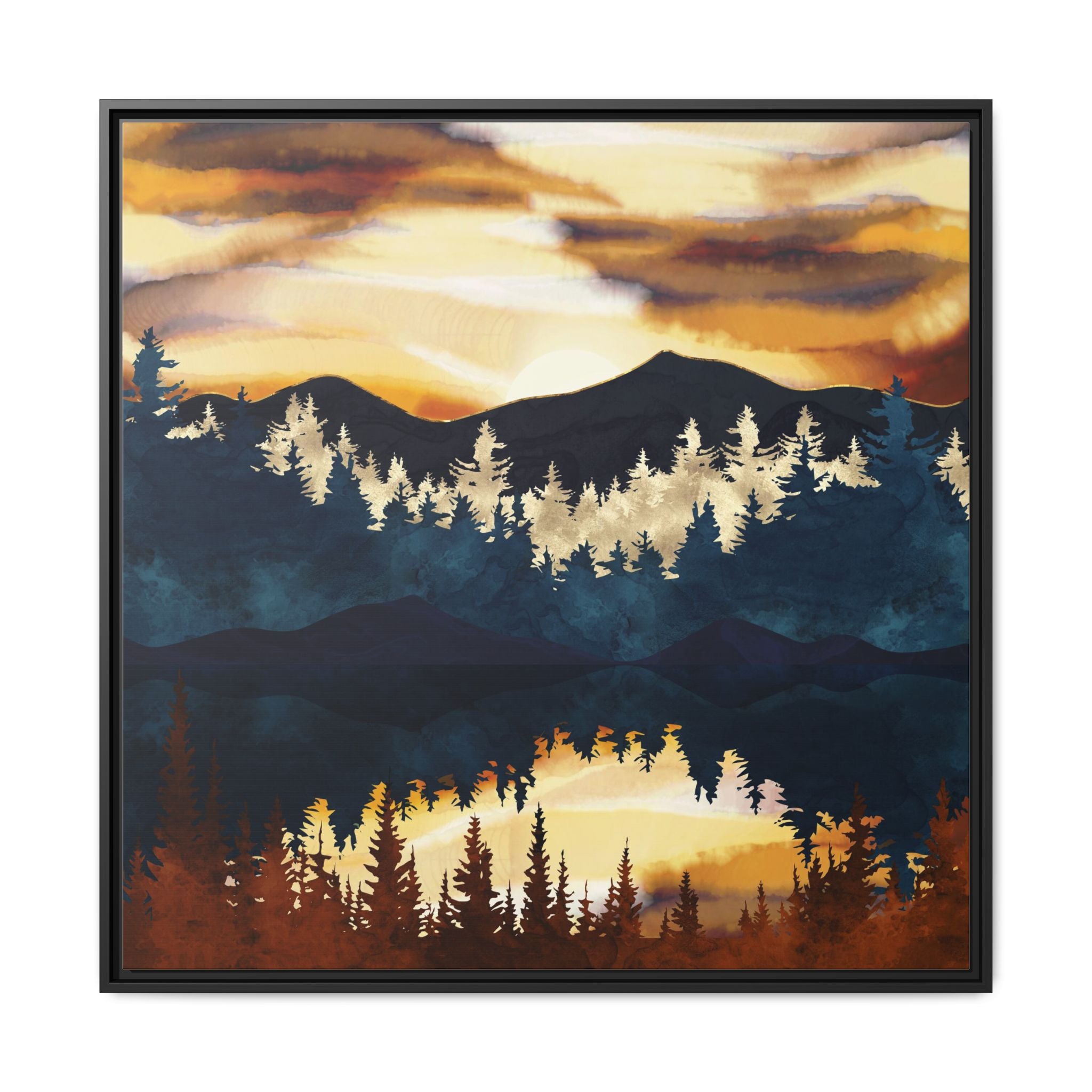 Fall Sunset - Matte Canvas, Framed (Multi-color)