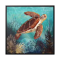 Metallic Sea Turtle - Matte Canvas, Framed (Multi-color)
