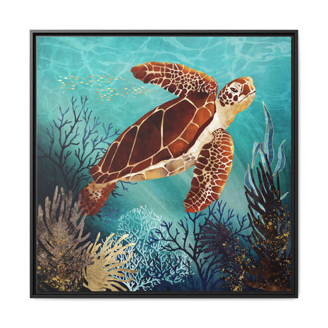 Metallic Sea Turtle - Matte Canvas, Framed (Multi-color)