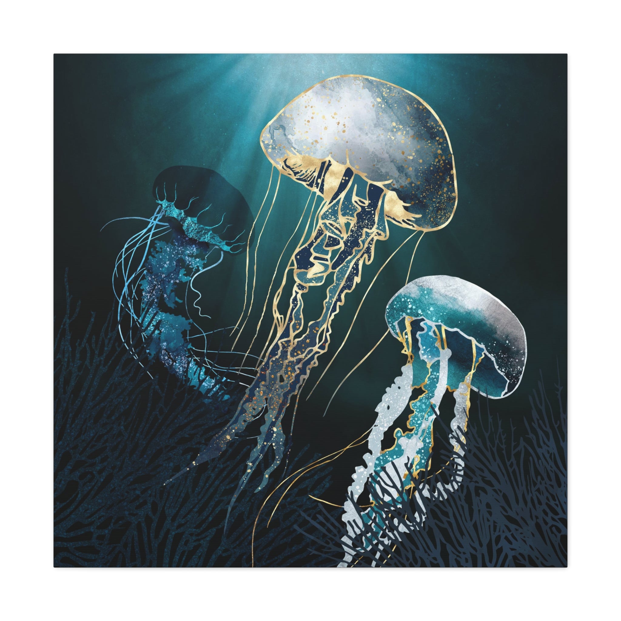 Metallic Jellyfish V Matte Canvas, Stretched, No Frame