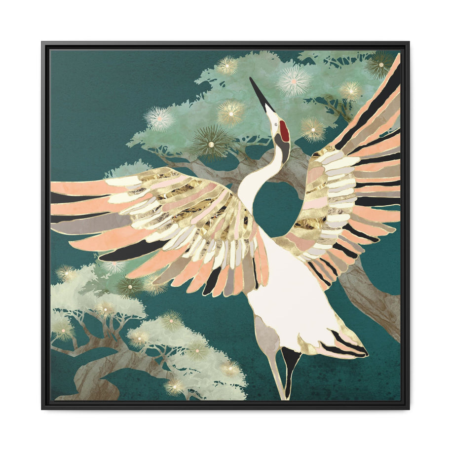 Golden Crane - Matte Canvas, Framed (Multi-color)