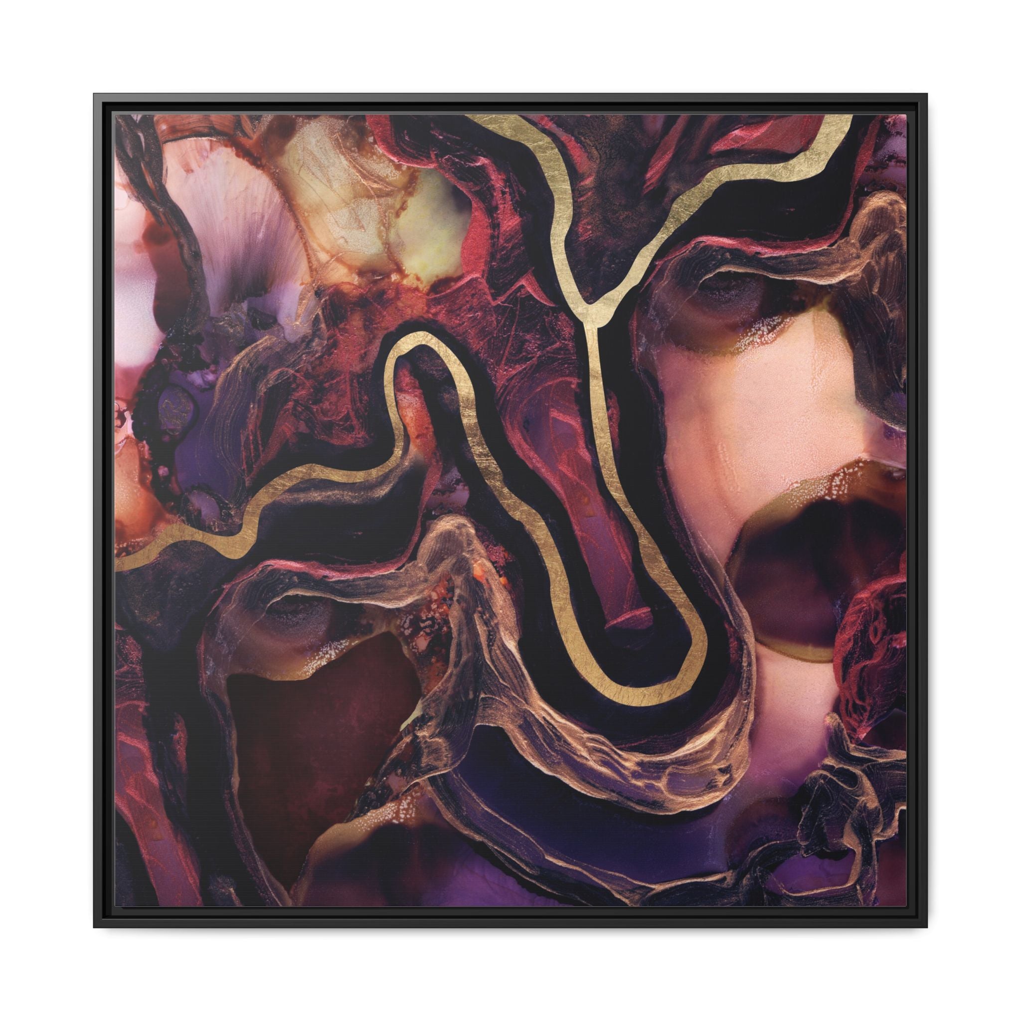Golden River Abstract - Matte Canvas, Framed (Multi-color)