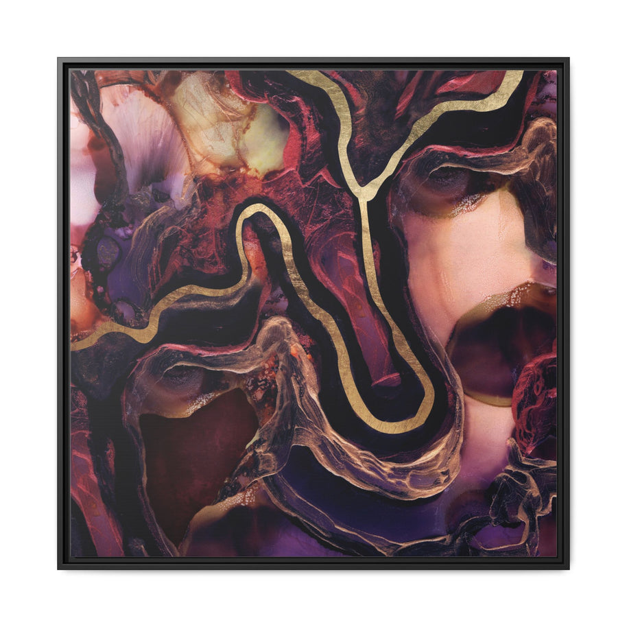 Golden River Abstract - Matte Canvas, Framed (Multi-color)