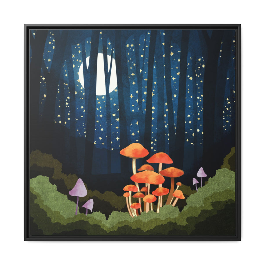 Midnight Mushrooms - Matte Canvas, Framed (Multi-color)