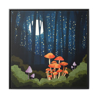 Midnight Mushrooms - Matte Canvas, Framed (Multi-color)