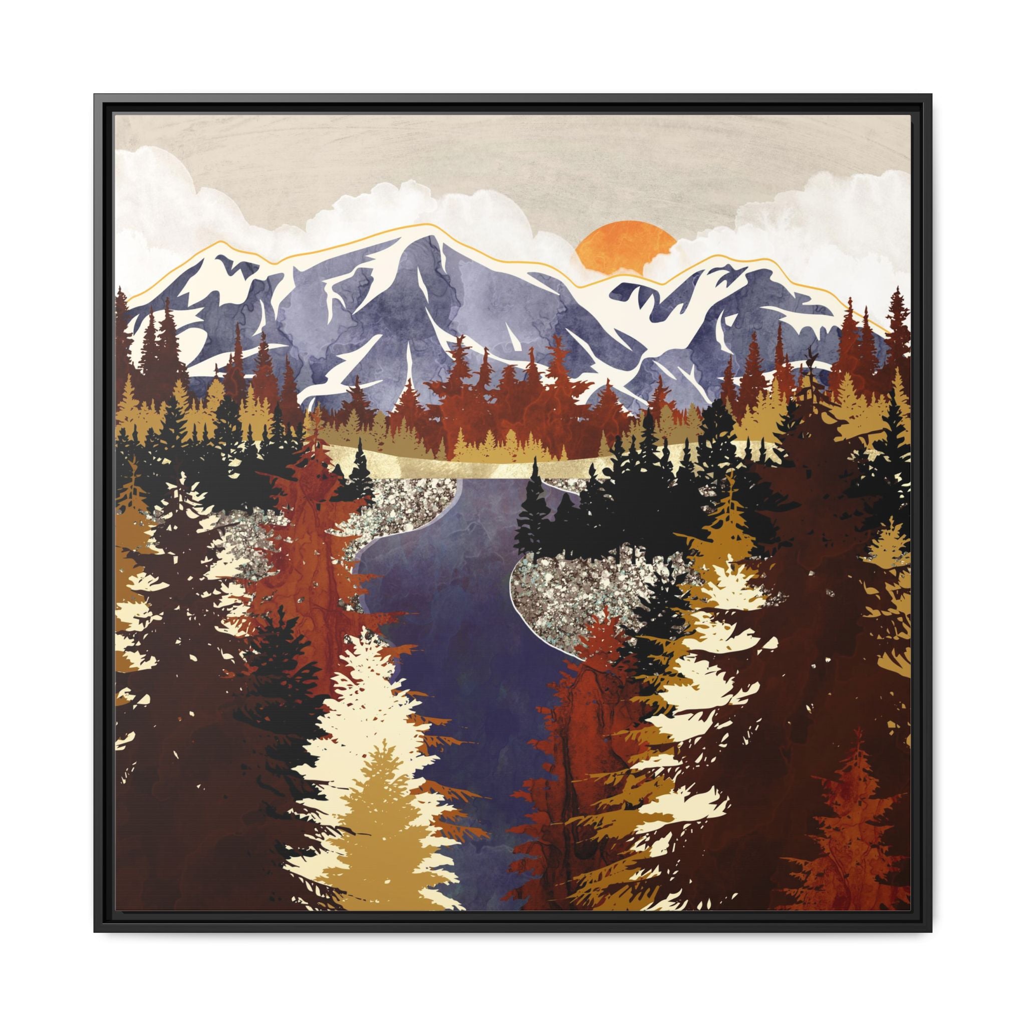 Autumn River - Matte Canvas, Framed (Multi-color)